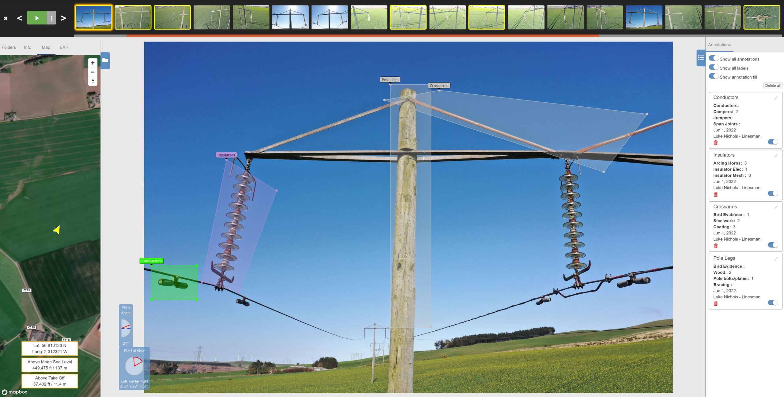 Inspection and reporting on 33kV pole structures